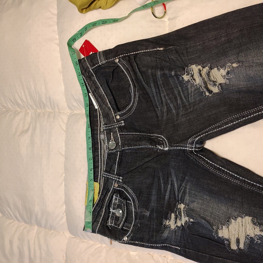 Stylish dark Denim Women's Jeans with crosses on back pockets - Picture 7 of 8